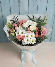 Букет цветов из:  Розы, Лизиантусы и Хризантемы в Гребнево