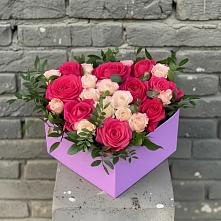 Цветочная композиция из Розы в коробке в Гребнево