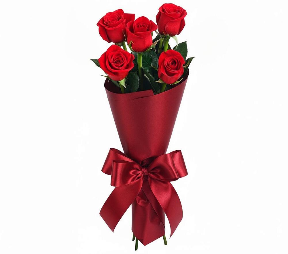 Букет 5 Красных роз Эдлесс Лав в Гребнево