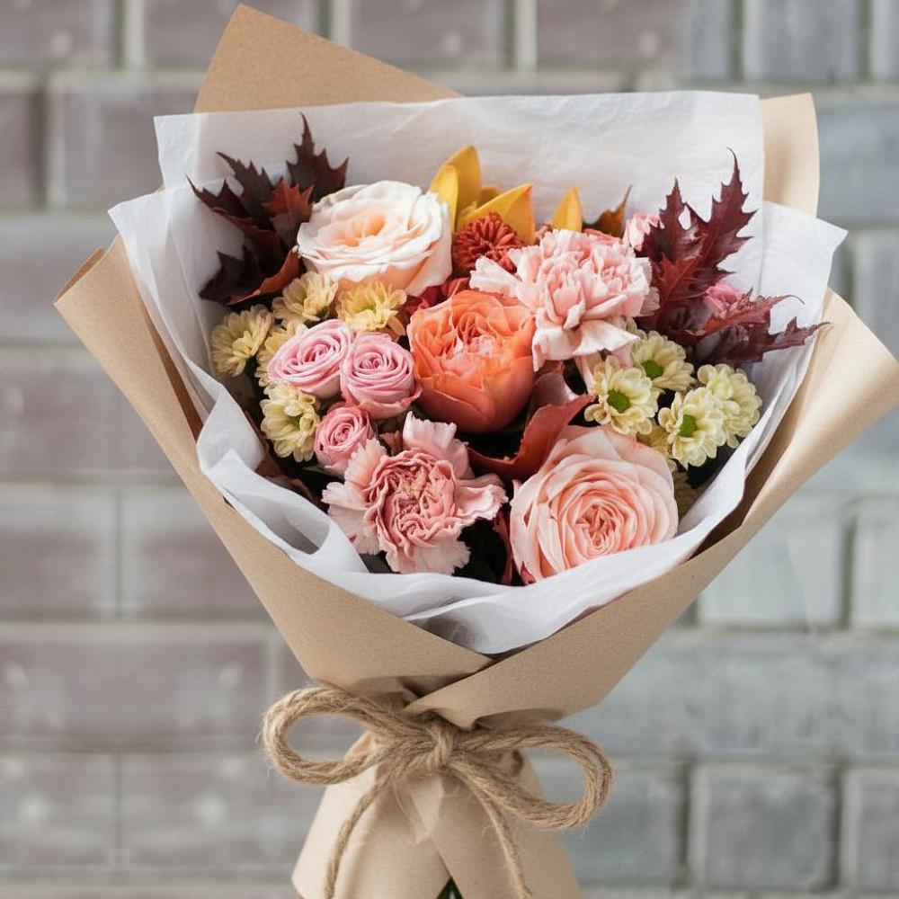 Букет цветов из: Гвоздики, Хризантемы и Розы в Гребнево