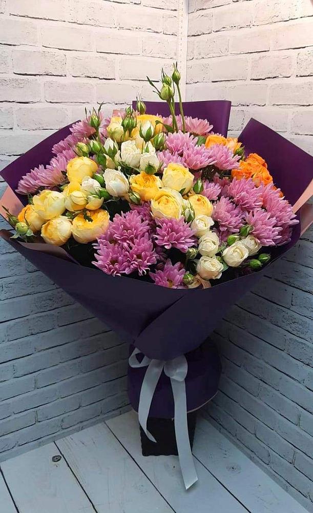 Букет цветов из: Хризантемы и Розы в Гребнево