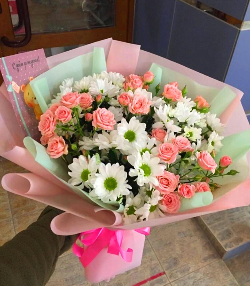 Букет цветов из: Розы и Хризантемы в Гребнево