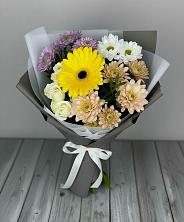 Букет цветов из:  Розы, Герберы и Хризантемы в Гребнево