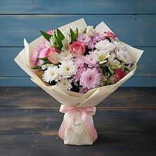 Букет цветов из:  Хризантемы, Альстромерии и Розы в Гребнево