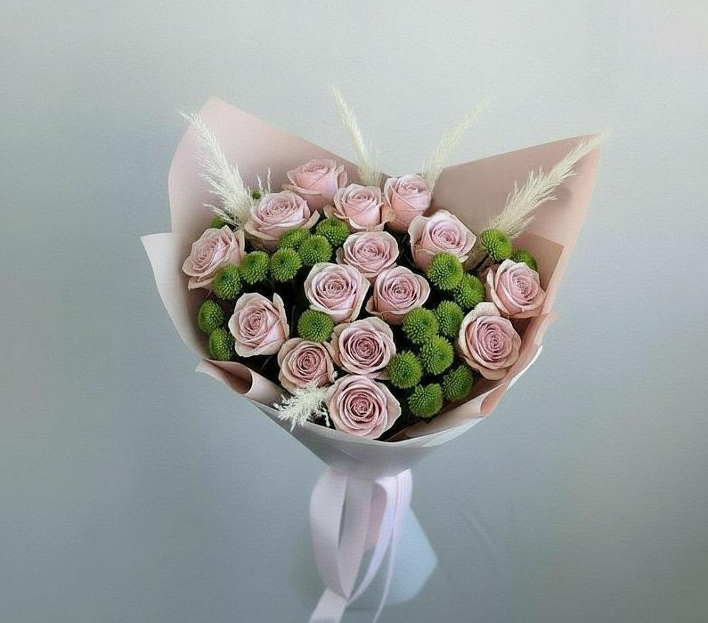 Букет цветов из: Розы и Хризантемы в Гребнево