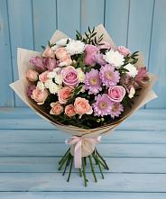 Букет цветов из:  Хризантемы, Розы и Альстромерии #REPLACE_PRED# Гребнево